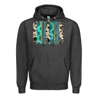 Charcoal Heather gemstone sunflower cowhide brushstroke Zipper Hoodie - AdoDesignShop