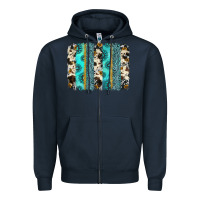 Navy gemstone sunflower cowhide brushstroke Zipper Hoodie - AdoDesignShop
