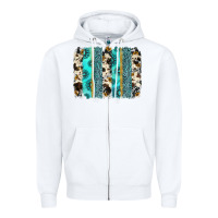 White gemstone sunflower cowhide brushstroke Zipper Hoodie - AdoDesignShop