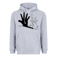 Heather Grey rabbit hand shadow Heavyweight Hoodie - linhVisuals