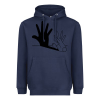 Navy rabbit hand shadow Heavyweight Hoodie - linhVisuals