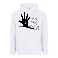 White rabbit hand shadow Heavyweight Hoodie - linhVisuals