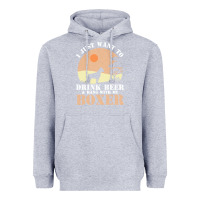 Heather Grey boxer beer dog lover t  shirt boxer beer dog lover t  shirt Heavyweight Hoodie - linhVisuals