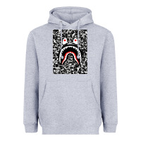 Heather Grey Bape Shark Army Heavyweight Hoodie - linhVisuals