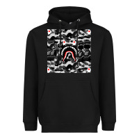 Black Bape Shark Army Heavyweight Hoodie - linhVisuals
