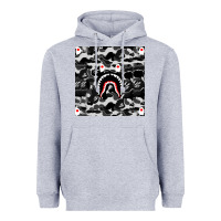 Heather Grey Bape Shark Army Heavyweight Hoodie - linhVisuals