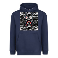 Navy Bape Shark Army Heavyweight Hoodie - linhVisuals