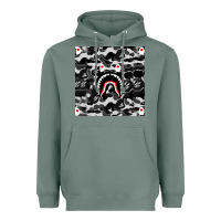 Sage Bape Shark Army Heavyweight Hoodie - linhVisuals