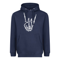 Navy rock on skeleton hand Heavyweight Hoodie - linhVisuals