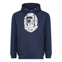 Navy Gorilla Head Shot Heavyweight Hoodie - linhVisuals