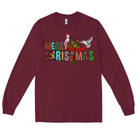 Burgundy Merry christmas cross Long Sleeve Tee - FaDigitalArtStudio