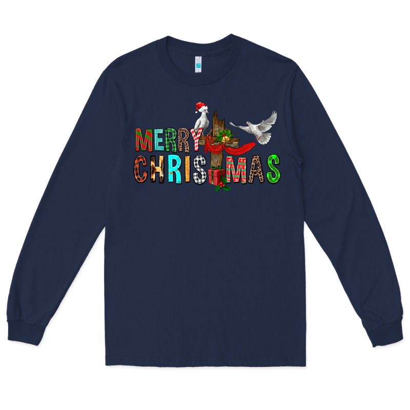 Merry Christmas Cross Long Sleeve Tee by FaDigitalArtStudio | Teevron