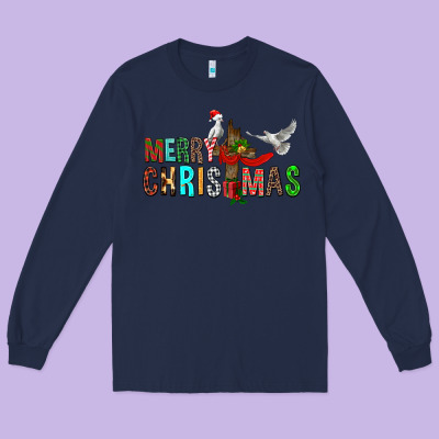 Merry Christmas Cross Long Sleeve Tee Designed By Fadigitalartstudio