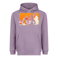 Lavender bigfoot t  shirt bigfoot riding motorcycle for biker sasquatch chick t Heavyweight Hoodie - linhVisuals