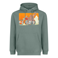 Sage bigfoot t  shirt bigfoot riding motorcycle for biker sasquatch chick t Heavyweight Hoodie - linhVisuals