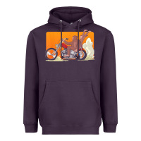 Plum bigfoot t  shirt bigfoot riding motorcycle for biker sasquatch chick t Heavyweight Hoodie - linhVisuals
