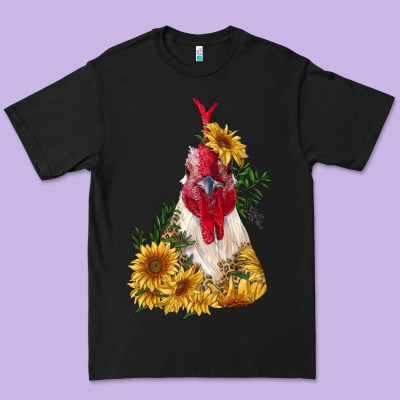 Sunflower Rooster With Leopard Premium Tee Designed By Ranaportraitstore