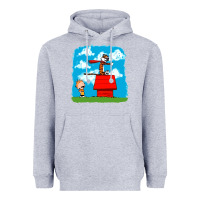 Heather Grey Calvin Hobbes Heavyweight Hoodie - linhVisuals