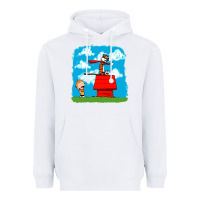 White Calvin Hobbes Heavyweight Hoodie - linhVisuals