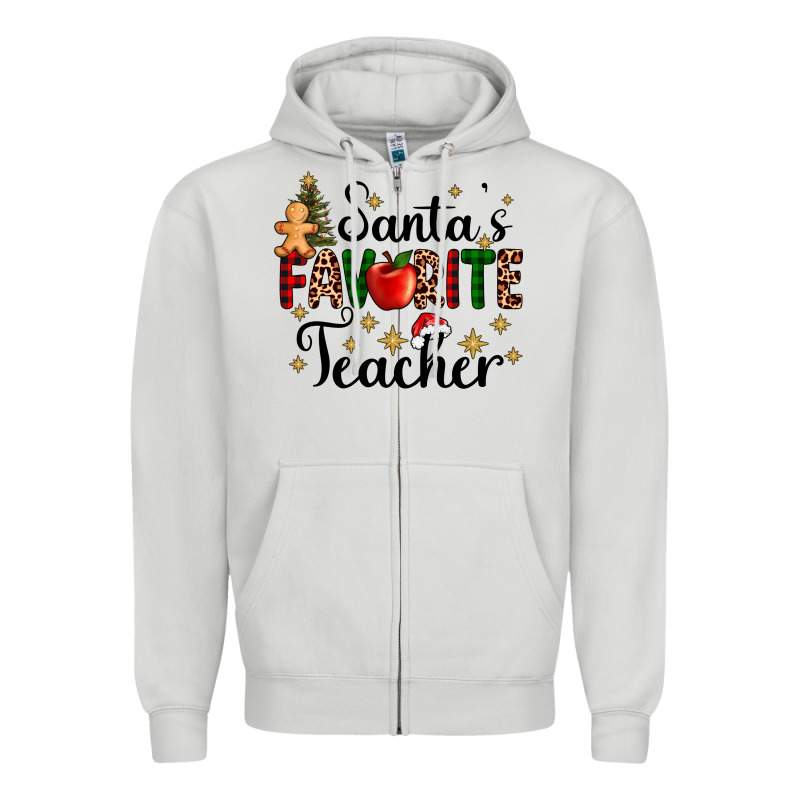 Santa's Favorite Teacher Zipper Hoodie by AdoDesignShop | Teevron