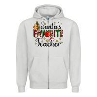 Dove Grey santa's favorite teacher Zipper Hoodie - AdoDesignShop