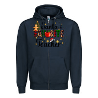 Navy santa's favorite teacher Zipper Hoodie - AdoDesignShop