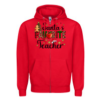 Red santa's favorite teacher Zipper Hoodie - AdoDesignShop