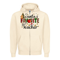 Sandshell santa's favorite teacher Zipper Hoodie - AdoDesignShop