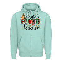 Seafoam santa's favorite teacher Zipper Hoodie - AdoDesignShop