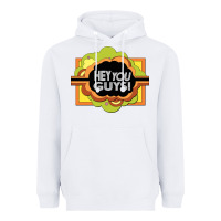 White hey you guys   the electric company Heavyweight Hoodie - linhVisuals