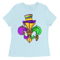 Baby Blue fleur de lis Ladies Tee - OliviaCreatesArt