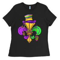 Black fleur de lis Ladies Tee - OliviaCreatesArt
