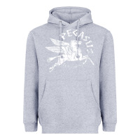 Heather Grey ivory pegasus Heavyweight Hoodie - linhVisuals