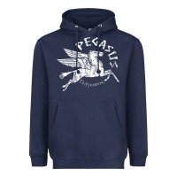 Navy ivory pegasus Heavyweight Hoodie - linhVisuals