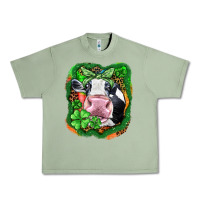 Oil Green St. Patrick's day cow Urban Heavy Tee - FaDigitalArtStudio