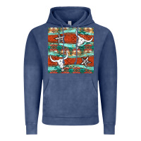 Vintage Denim western aztec bull skull stars seamless pattern Vintage Hoodie - BundleAndBundleShop