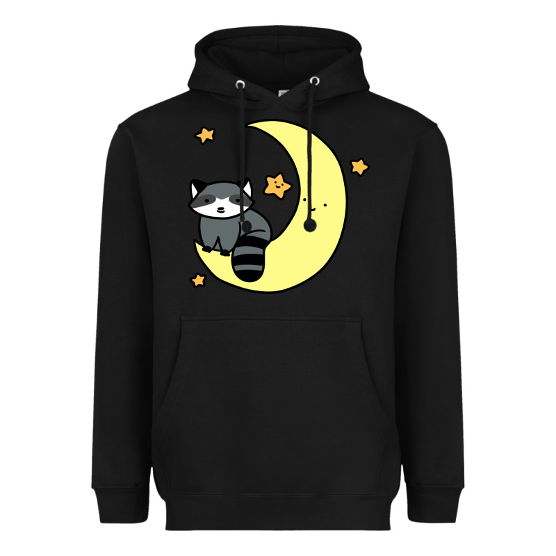 Crescent Moon Raccoon Heavyweight Hoodie by linhVisuals | Teevron