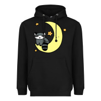 Black crescent moon raccoon Heavyweight Hoodie - linhVisuals