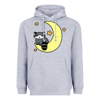 Heather Grey crescent moon raccoon Heavyweight Hoodie - linhVisuals