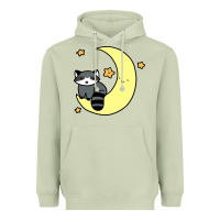 Matcha crescent moon raccoon Heavyweight Hoodie - linhVisuals
