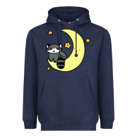 Navy crescent moon raccoon Heavyweight Hoodie - linhVisuals