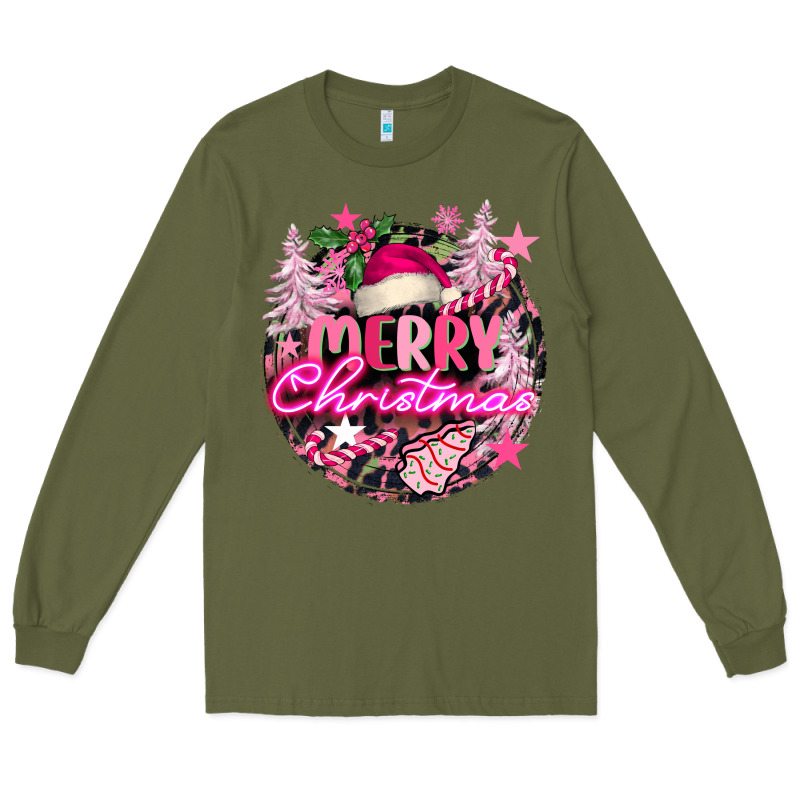 Pink Merry Christmas Long Sleeve Tee by FaDigitalArtStudio | Teevron