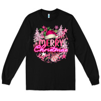 Black pink merry christmas Long Sleeve Tee - FaDigitalArtStudio
