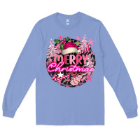 Colony Blue pink merry christmas Long Sleeve Tee - FaDigitalArtStudio