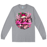 Heather Grey pink merry christmas Long Sleeve Tee - FaDigitalArtStudio