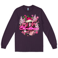 Plum pink merry christmas Long Sleeve Tee - FaDigitalArtStudio