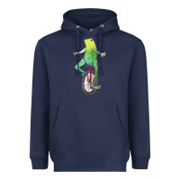 Navy dat boi watercolor unicycle frog Heavyweight Hoodie - linhVisuals