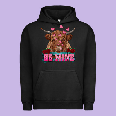 Be Mine Highland Cow Urban Hoodie Designed By Ranaportraitstore