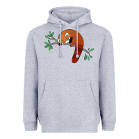 Heather Grey red panda sleeping Heavyweight Hoodie - linhVisuals