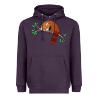 Plum red panda sleeping Heavyweight Hoodie - linhVisuals